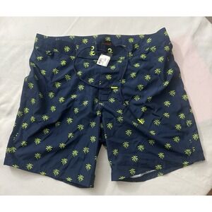 NEW Sundek Swim Trunks Mens Palm Tree Print Board Shorts Rainbow Stripe Sz 33